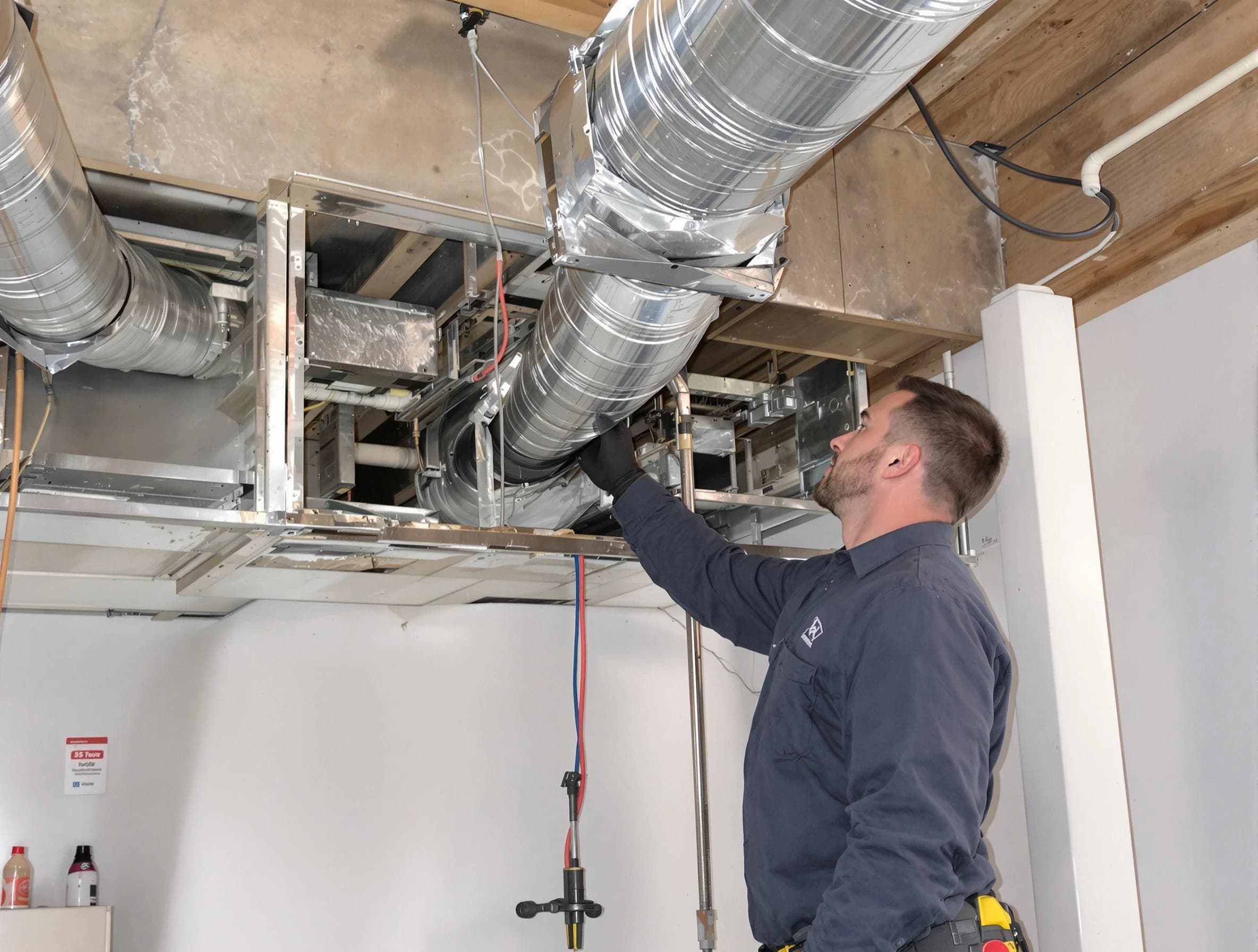 Ohio Air Duct Cleaning technician performing professional air duct repair using specialized tools in Ohio