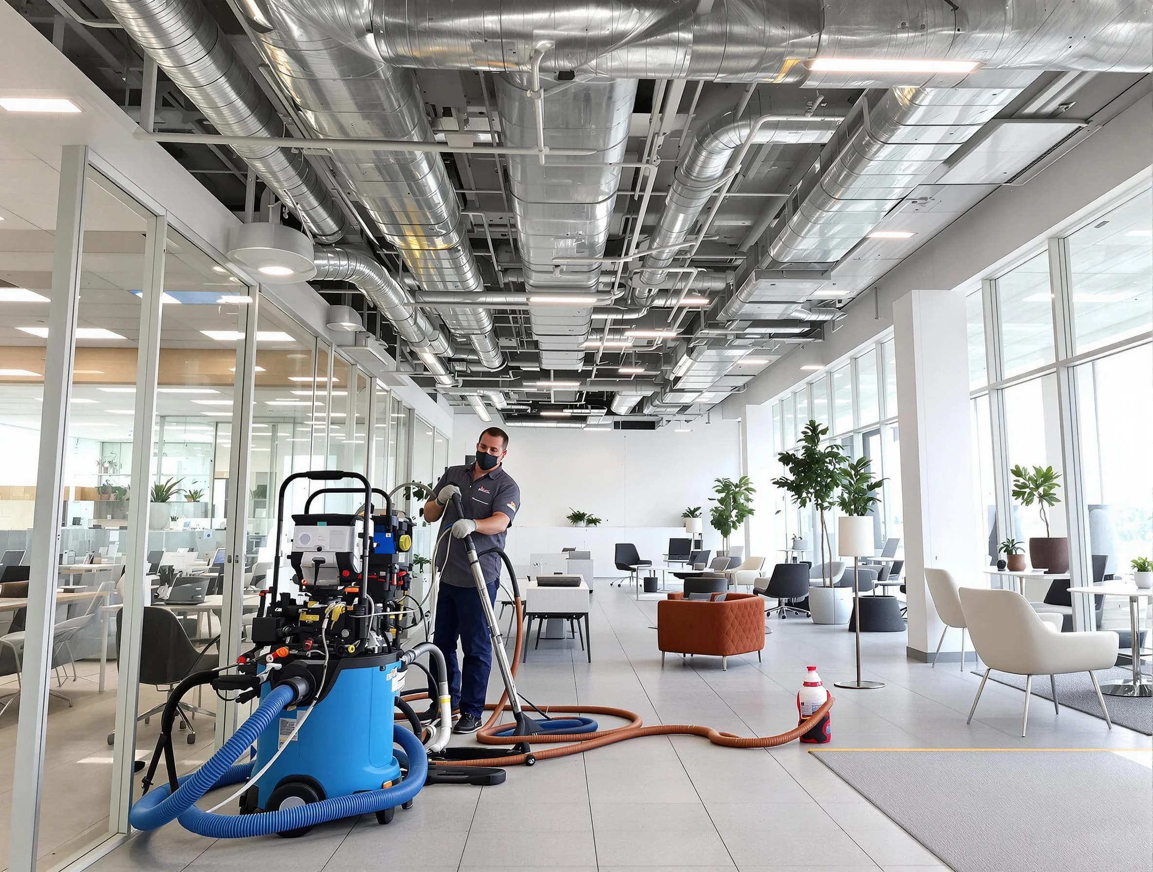 Ohio Air Duct Cleaning team conducting comprehensive commercial duct cleaning at a business location in Ohio