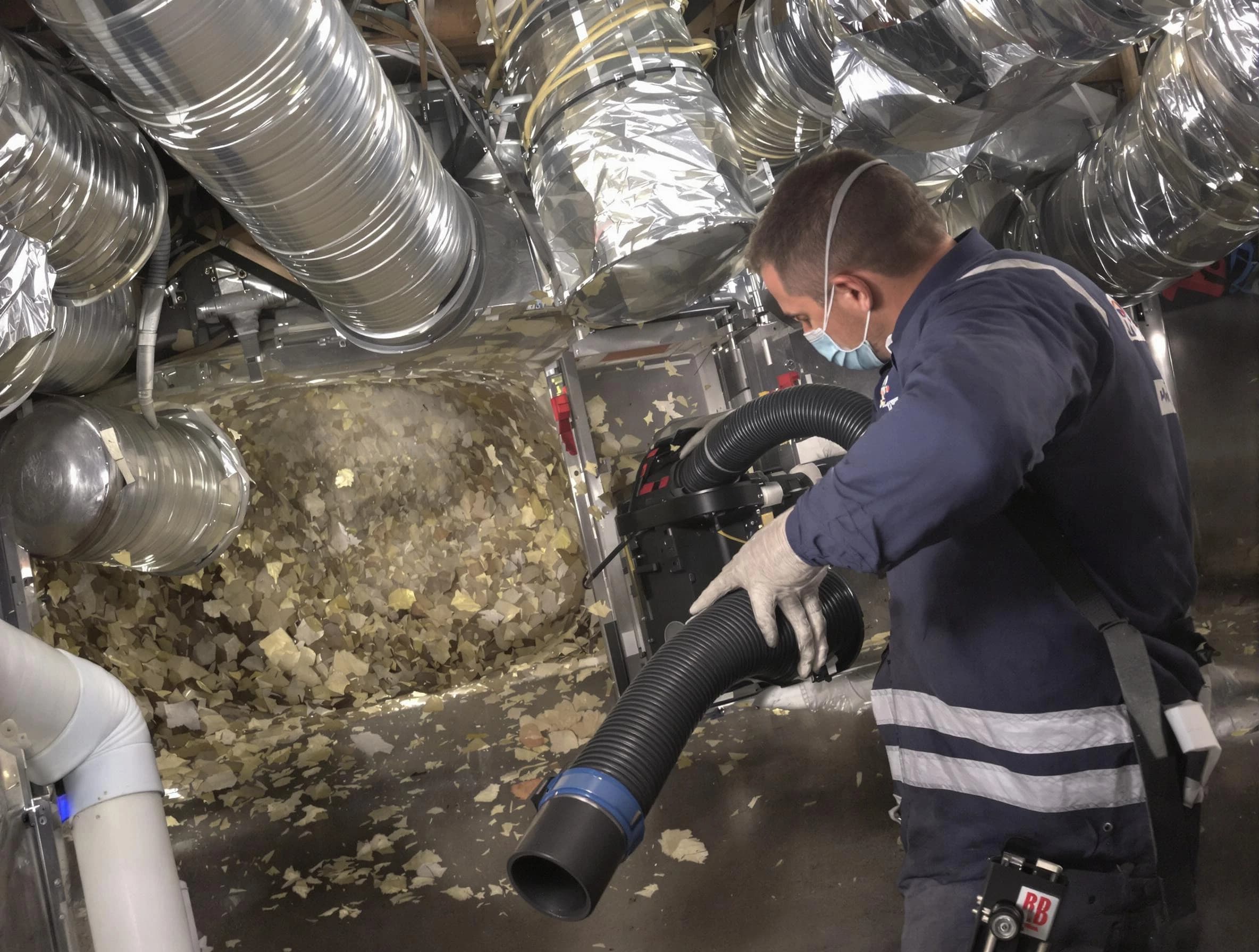 Ohio Air Duct Cleaning specialist operating negative pressure cleaning equipment for thorough duct maintenance in Ohio