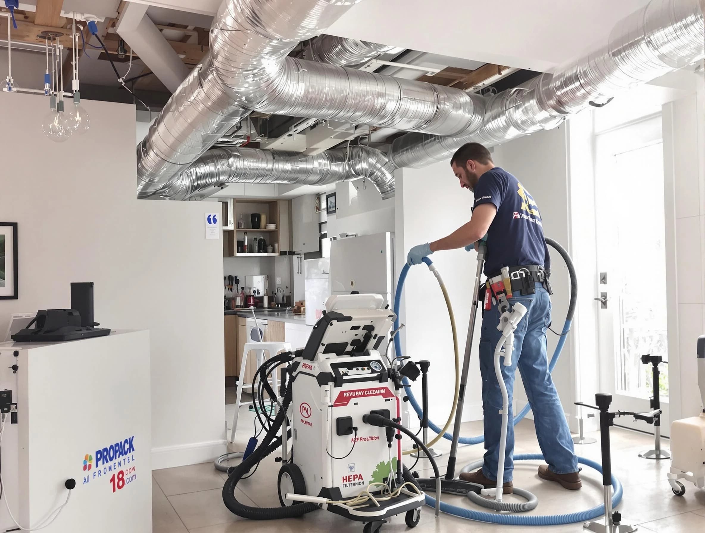 Ohio Air Duct Cleaning technician performing advanced pure duct cleaning with specialized equipment in Ohio