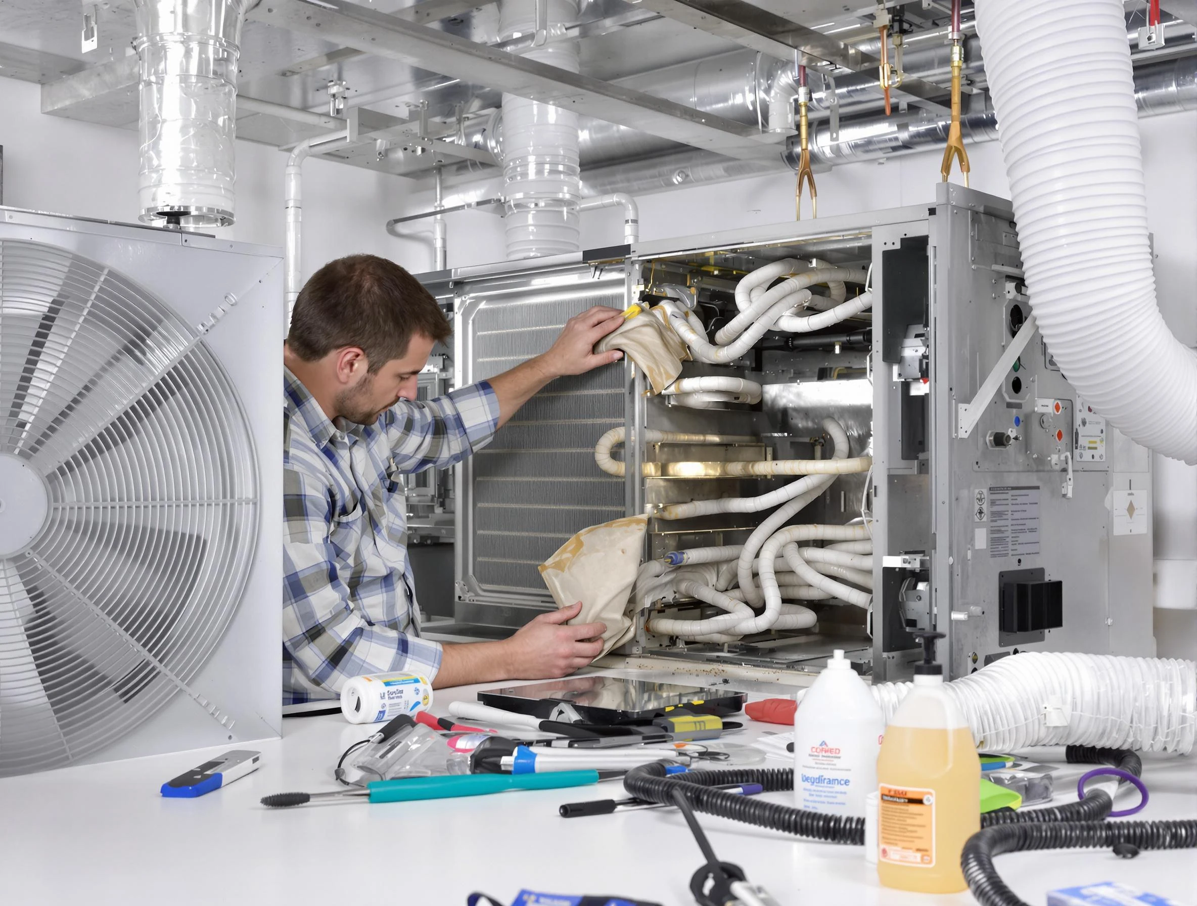 Ohio Air Duct Cleaning specialist performing precision AC coil cleaning in Ohio