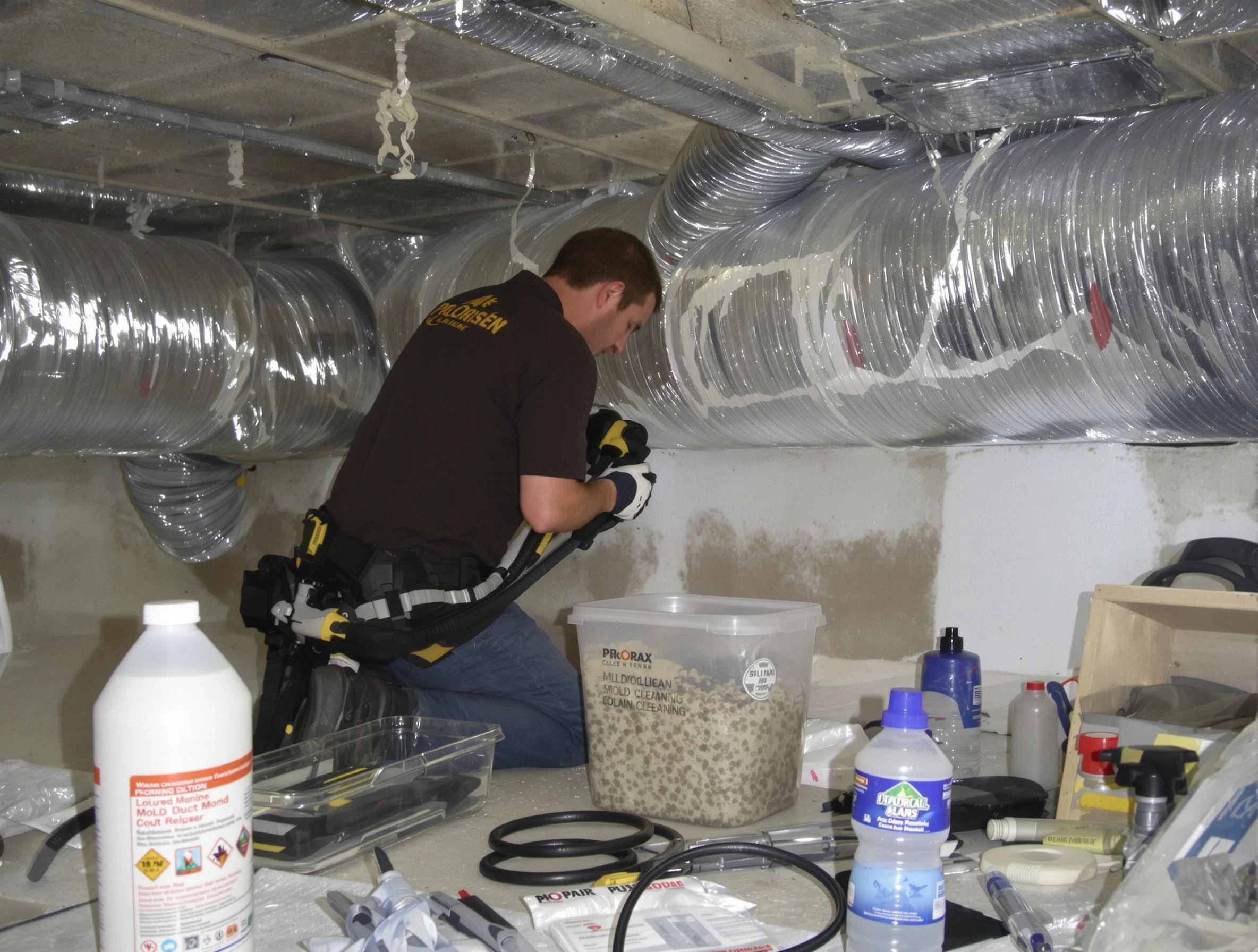 Ohio Air Duct Cleaning specialist performing professional mold removal from air ducts in Ohio